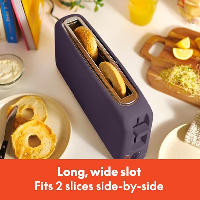 bella 2 Slice Slim Toaster Fits-anywhere™ Kitchenware 6 Setting Shade Control with Reheat &amp Cancel Buttons Fits sourdough 10” Long Slot Anti Jam &amp Auto Shutoff 900 Watt Plum