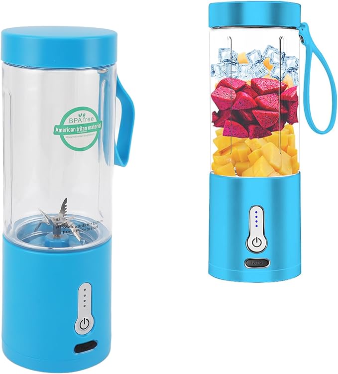 GLOGLOW High Speed Blending 20000RPM 6 Stainless Steel Blades USB Rechargeable Battery 530ml Electric Juicer Cup for Home Office Travel Camping with Portable Handle Design