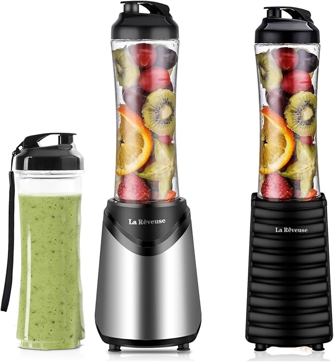 La Reveuse 300W Personal Size Blender (Silver) + La Reveuse 300W Personal Size Blender (Black)