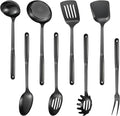 304 Stainless Steel Cooking Utensils Set 8PCS Kitchen Utensils Set Include Skimmer Soup Ladle Spaghetti Server Wok Spatula Slotted Spoon Solid Spoon Slotted Spatula Turner &amp Meat Fork Bla