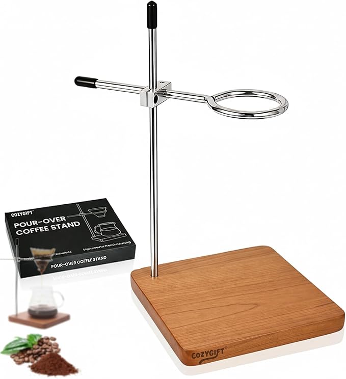 Pour Over Coffee Stand with Solid American Cherry Base Height Adjustable Coffee Dripper Stand Wooden Brewing Station for V60 Elegant Gift for Home Barista &amp Kitchen Décor