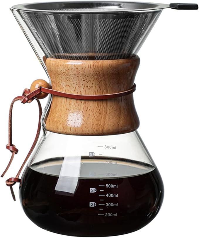 Pour Over Coffee Maker Pour Over Coffee Dripper 800ml V Spout Glass Coffee Maker Pour Over Coffee Filter Drip Coffee Maker