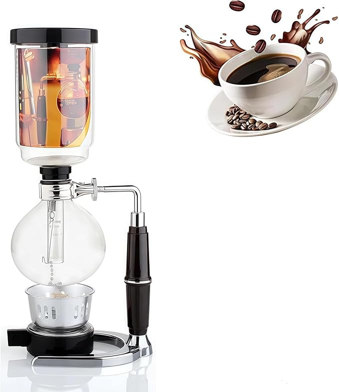 Siphon Coffee Maker Glass Syphon Vacuum Coffee Makers Syphon Pot Coffee Maker with Alcohol Burner Stable &amp Durable base Anti-scalding handle Material &amp crack resistance for Office Coffee