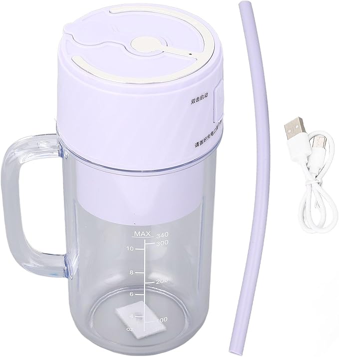 Portable Blender Size Blender for Shakes and Smoothies with Straw and Handle 10 Ultra Sharp Blades Multifunctional Electric USB Juicer Blender for Travel Picnic Office Violet