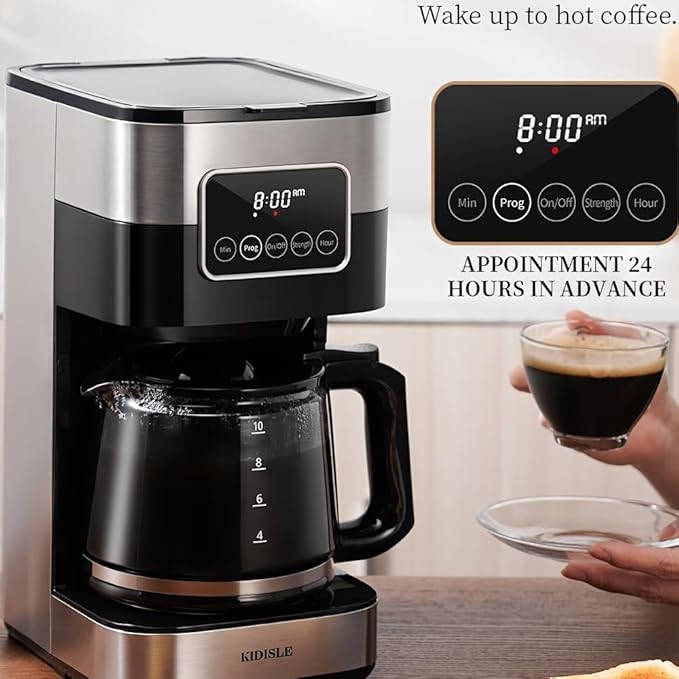 10-Cup Programmable Drip Coffee Maker with Touch-Screen Pause &amp Serve Stainless Steel Black. (1)