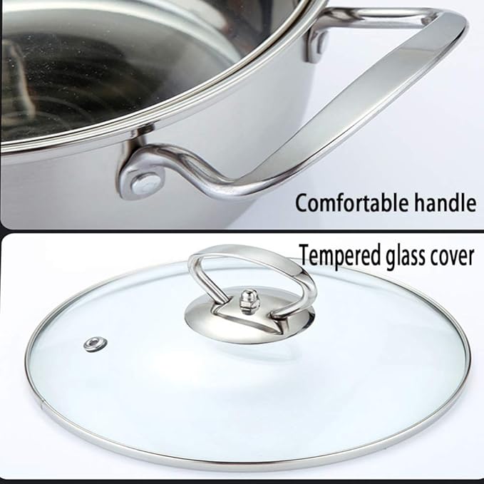 Cookware Set3-Piece Stainless Steel Pot &amp Pan Sets Induction Safe Saucepan Casserole Milk Pot with Glass lidComfortable HandleSuitable for Gas and Induction Cooke