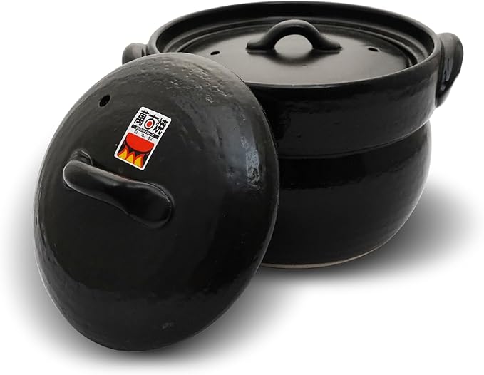 Banko Ware Earthenware Rice Cooker Donabe- Double-Lid Design for Fluffy Rice English manual included for cooking rice Even Heating &amp Enhanced Flavor Experience Made in Japan (1-2 Cups)