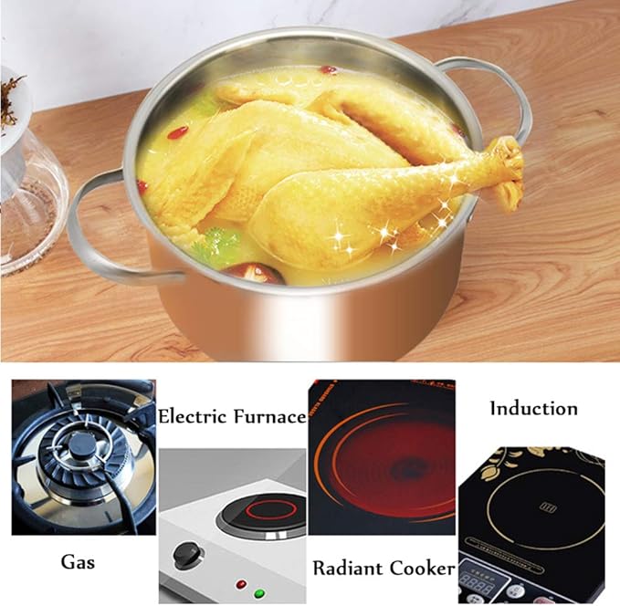 Cooking Pot Non Stick Cookware SetsStainless Steel Pots and PansFrying Pan and Saucepan Set for BakingBroilingFryingRoasting3PCS