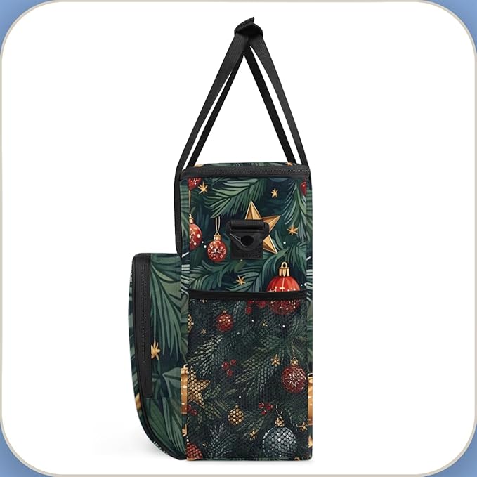 Christmas Bell Star Coffee Maker Carrying Bag Portable Travel Storage Tote Bag Compatible with K-Mini or K-Mini Plus Single Serve Coffee Brewer Carrying Case with Multiple Pockets &amp Shoulder Str