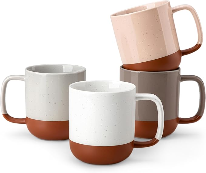 MALACASA Ceramic Coffee Mugs Set of 4 16oz Coffee Cups Modern Farmhouse Mugs for Coffee Latte Tea Hot Chocolate Cappuccino Milk Microwave &amp Dishwasher Safe Multicolor Series TARA