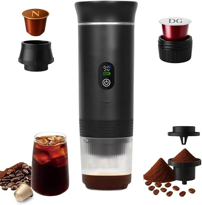 Portable Coffee Maker 3-in-1 Espresso Machine for Travel 20 bar Mini Coffee Maker Compatible with Ground Coffee &amp Capsule for Car RV Hiking Camping Office Travel Espresso Maker