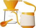 Pour Over Coffee Maker Set Pour Over Kettle Coffee Dripper Glass Coffee Server with Scale Stainless Steel Filter (Orange)