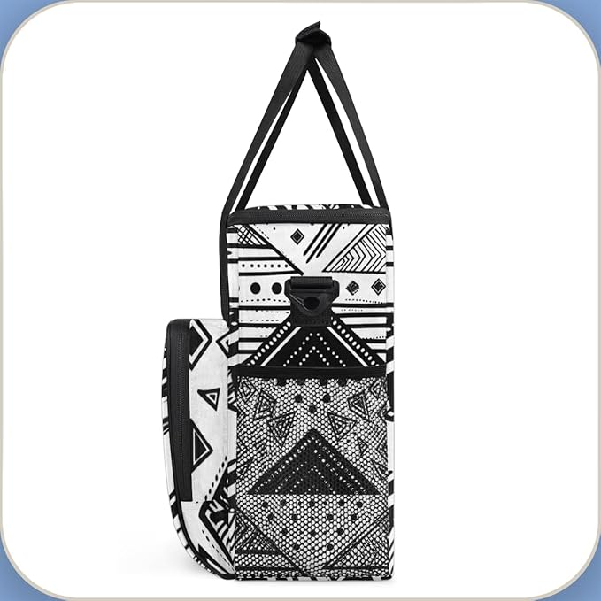Traditional Aztec Coffee Maker Carrying Bag Vintage Striped Pattern Travel Storage Bag Compatible with K-Mini or K-Mini Plus Single Serve Coffee Brewer Carrying Case with Pockets &amp Shoulder Stra