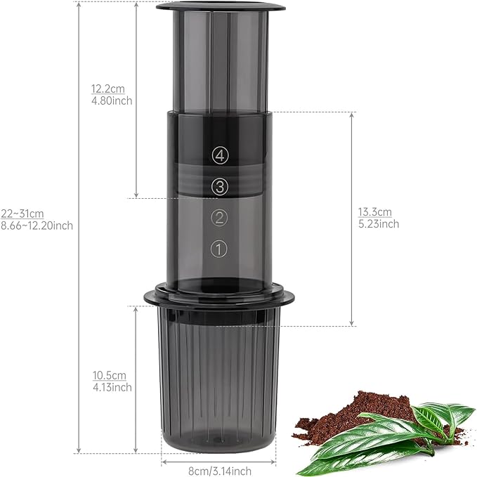 Portable Coffee Maker for Camping &amp Travel Coffee Press - All-in-One French Press Pour-Over &amp Espresso Style Manual Brewer Small Coffee Maker for Full Bodied Coffee Without Grit Less Bitte
