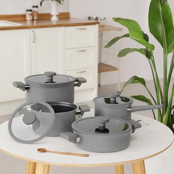 KA Induction BEAUTY collection Pot cookware set 4P with Lid Gray