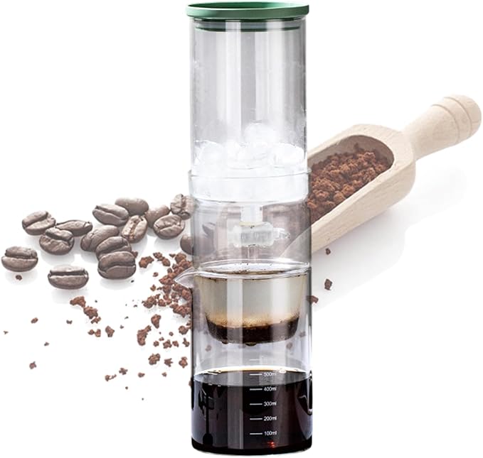 Cold Brew Coffee Drip TowerIce Drip Coffee Maker with Adjustable Water Flow 600ml/ Borosilicate Glass Machine With Slow Drip Technology for Home Office(Color:B)