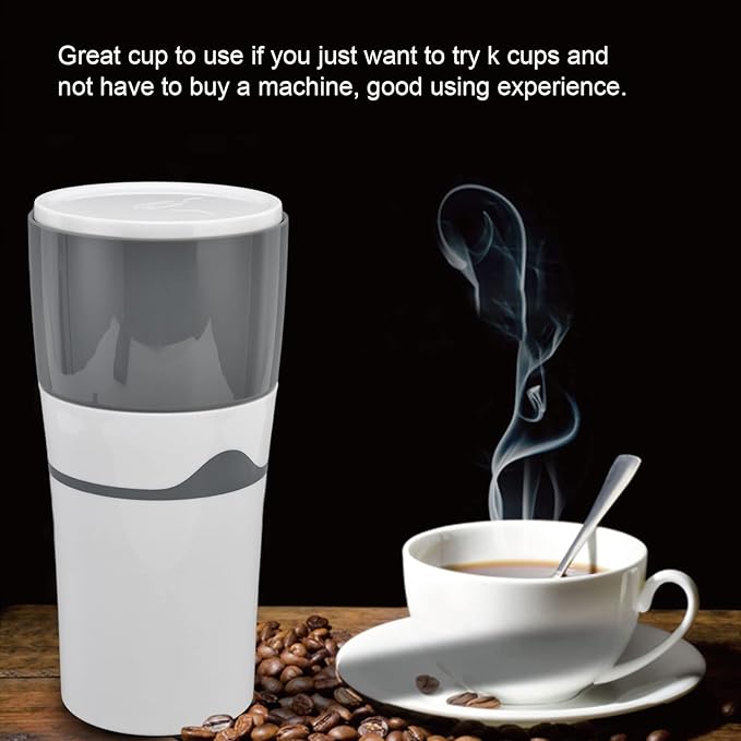 The Original Portable Drip Coffee Maker Travel Mug Single Serve Drip Coffee Maker All in 1 Coffee with Reusable Coffee Filter((Gray White))