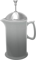 Chantal Stoneware French Press with Stainless Steel Plunger and Lid 28 ounce capacity Fade Grey