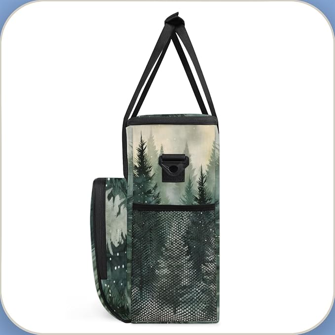 Bright Christmas Tree Coffee Maker Carrying Bag Portable Travel Storage Tote Bag Compatible with K-Mini or K-Mini Plus Single Serve Coffee Brewer Carrying Case with Multiple Pockets &amp Shoulder S