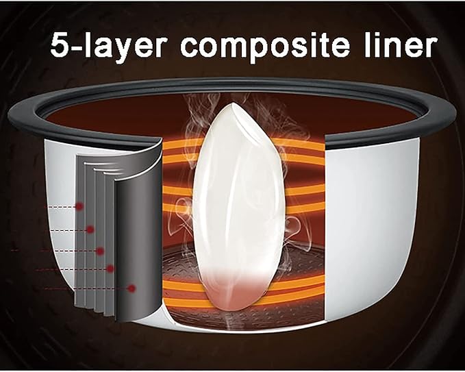 Rice Cooker 8/10/13/15/19/23/30L Large Thickened Honeycomb Black Crystal Non-Stick Inner for Restaurants Hotels (8L) ()