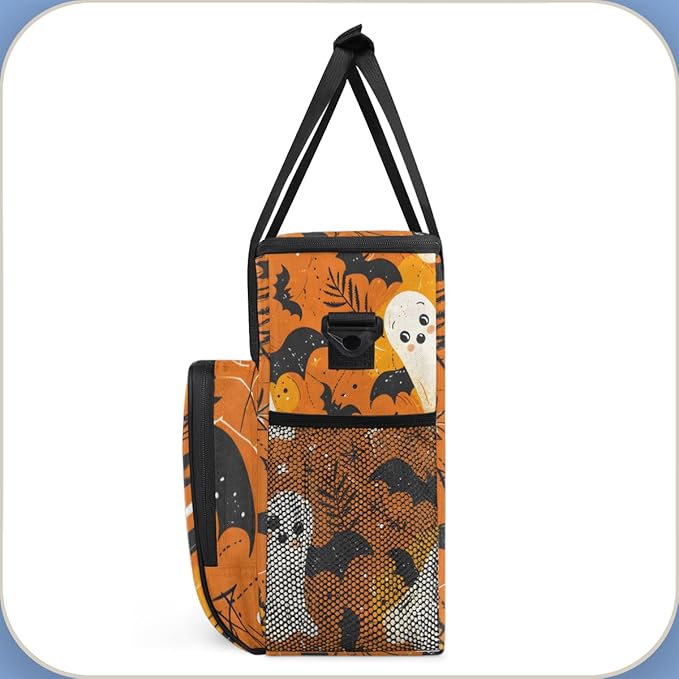 Spooky Ghosts Coffee Maker Carrying Bag Bright Ghosts Travel Storage Bag Compatible with K-Mini or K-Mini Plus Single Serve Coffee Brewer Carrying Case with Multiple Pockets &amp Shoulder Strap