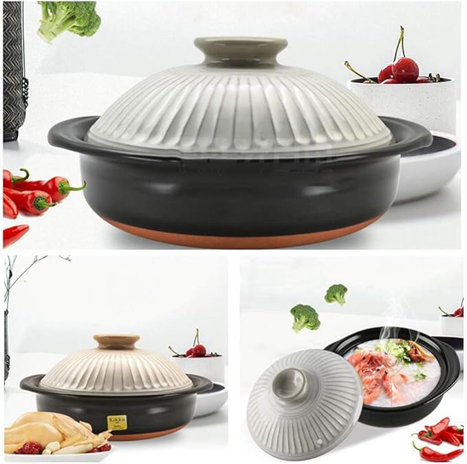Pots Set Japanese Hot PotClay Rice CookerRound Ceramic CasseroleHeat-Resistant Earthenware Rice PotSlow Stew PotStovetop Ceramic CookwareStockpot
