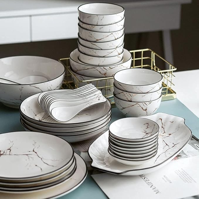 52 Piece Ceramic Dinnerware Set For Hotel Dinners And Family Banquets Plate Set