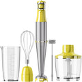 Immersion Blender Handheld Corded Hand Blenders Set 1100W Trigger Variable Speed 5 in 1 Stick Emulsifier with Chopper Whisk and Frother for Soup Baby Food and Smoothies Yellow