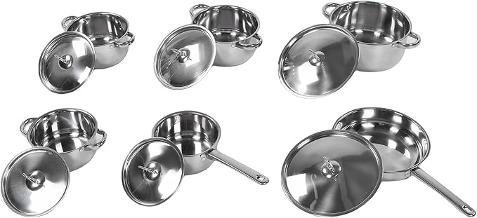 Pssopp Stainless Steel Pot Pan Set Various Cooking Methods Cookware Sets for Home Induction Oven Cooking
