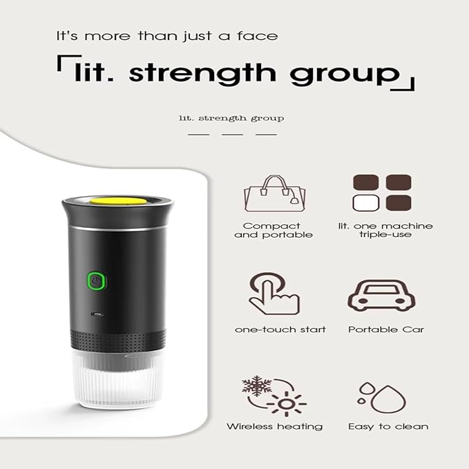 Portable Coffee Maker for Travel | Battery-Powered Espresso Machine | Compact &amp Lightweight Coffee Maker for Camping Car and Office Use | Easy-to-Clean Portable Coffee Machine