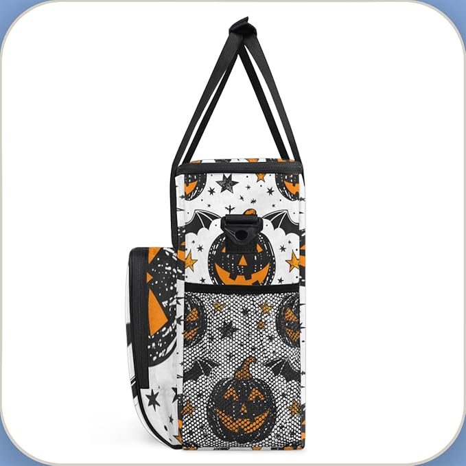 Magical Pumpkin Coffee Maker Carrying Bag Graffiti Pumpkin Travel Storage Bag Compatible with K-Mini or K-Mini Plus Single Serve Coffee Brewer Carrying Case with Multiple Pockets &amp Shoulder Stra