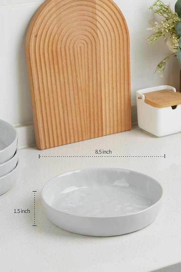 Famiware Mars 12-Piece Dinnerware Sets 4-Piece Pasta Bowls 4-Piece 14 oz Mug Set 20-Piece Stoneware Dinnerware Sets Light Gray