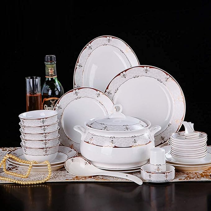 Ceramics Dinnerware Set 56 Pieces Luxury Bone China Dinner Sets/Porcelain Combination Set - Plates and Bowls Sets for Wedding Gifts
