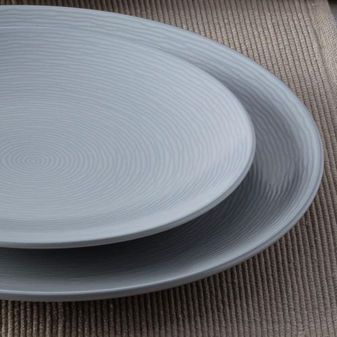 Noritake Colorscapes Grey-on-Grey Swirl 16-Piece Coupe Dinnerware Set Service for 4