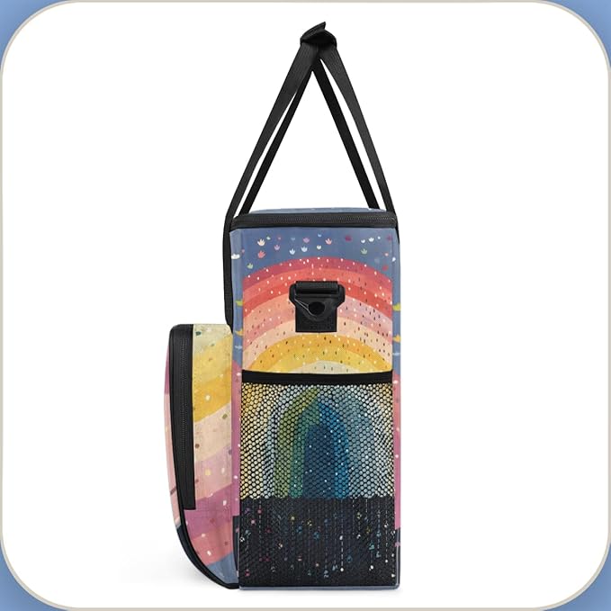 Rainbow Coffee Maker Carrying Bag Star Glitter Portable Travel Storage Tote Bag Compatible with K-Mini or K-Mini Plus Single Serve Coffee Brewer Carrying Case with Multiple Pockets &amp Shoulder St
