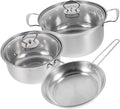 Luxshiny Stainless Steel Cookware Set Kitchen Pot Pan with Soup Pot Frying Pan Seamless Design for Easy Cleaning Comfortable Steel Handles for Secure Grip