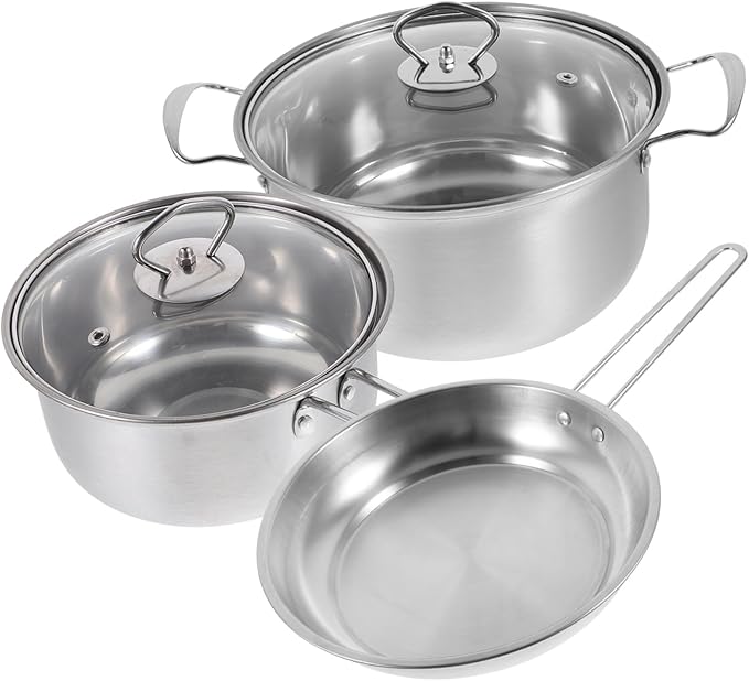 Stainless Steel Pots Pans Kitchen Cookware Set Soup Pot Frying Pan Saucepan Easy Cleaning