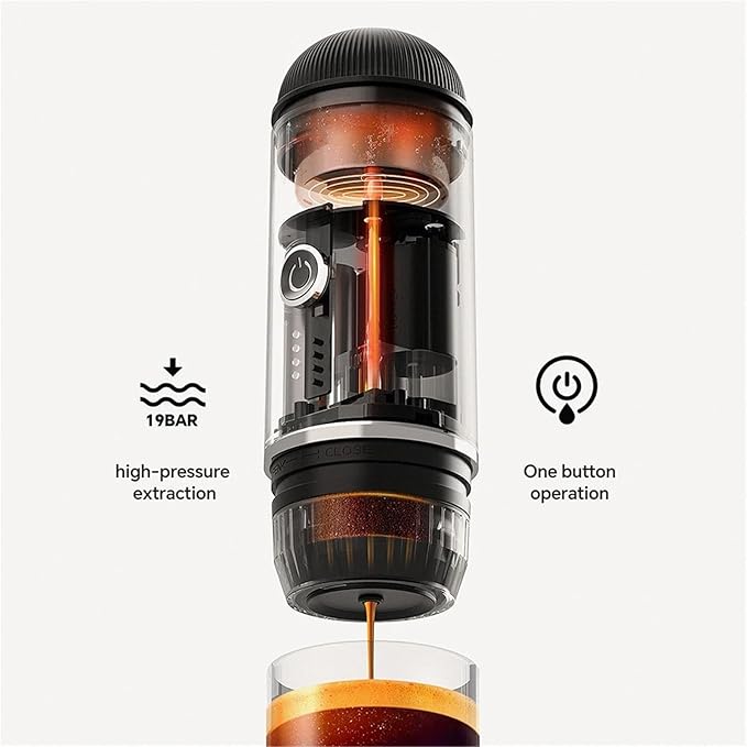WL Portable Espresso Coffee Machine 19 Bar Automatic Heating Capsule &amp Ground Travel Coffee Maker Compatible With Camping Office