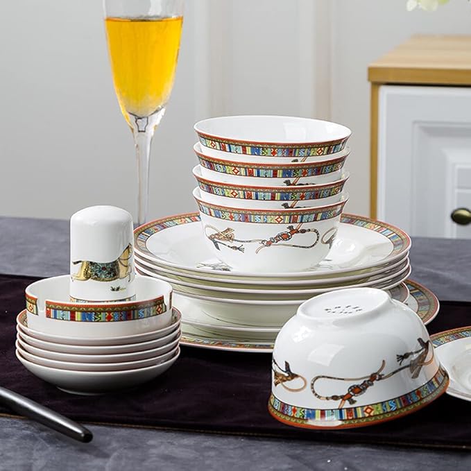 56 Pieces Porcelain Dinnerware Set for 10 People Modern Simplicityplate and Bowl Sets