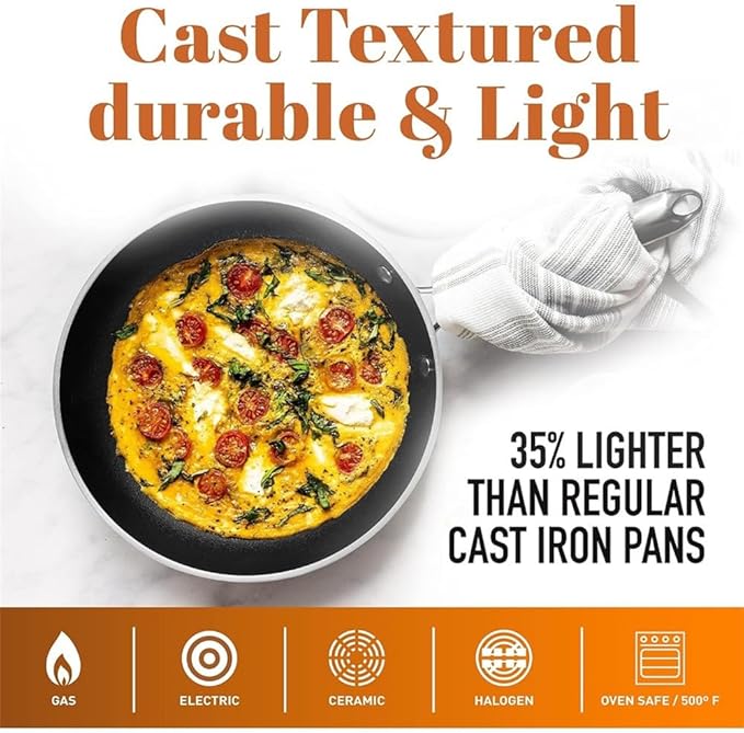 Copper Cast 5 Piece Cookware Pots and Pan Set with Triple Coated Nonstick Copper Surface Aluminum Composition for Even Heating5 PcOne