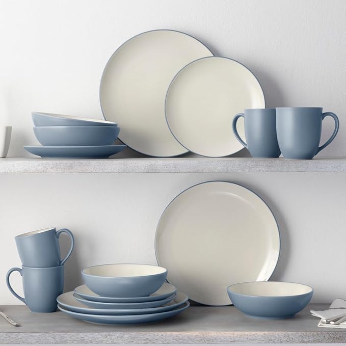 Noritake Colorwave Ice 16-Piece Coupe Set Service for 4 in Blue/Ice