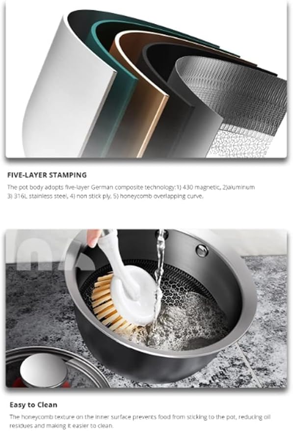 RUVOO Cookware Set Pots and Pans Kitchen Pan Set Breakfast Pots for Kitchen Frying Pan Stainless Steel Cooking Pots Nonstick Cookware Sets Kitchen Cooking Set