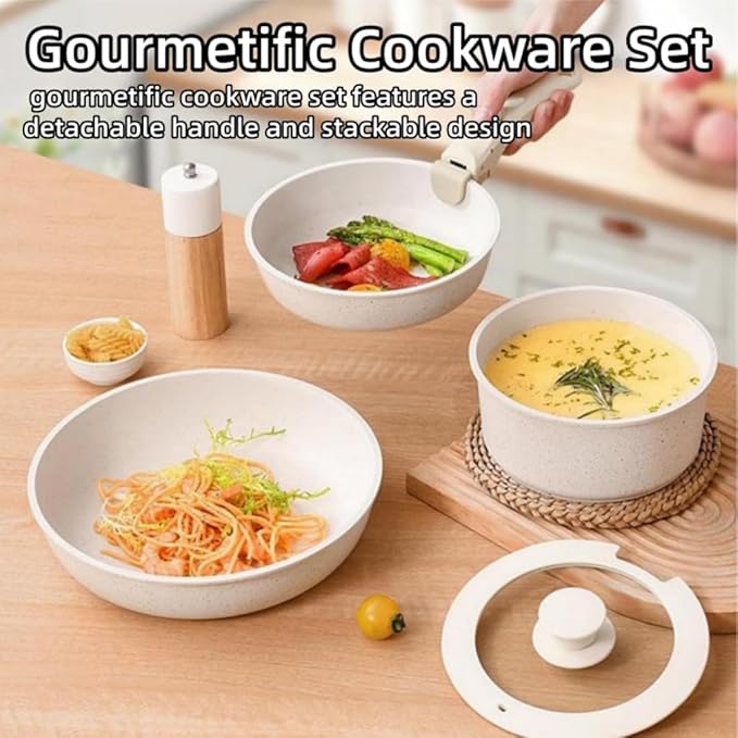 Pots and Pans Sets Non Stick 5/11PCS Ceramic Cookware Sets with Detachable Handle Space-Efficient Dishwasher Nonstick Cooking Set for Kitchen with All Stovetops (Purple-11PCS)
