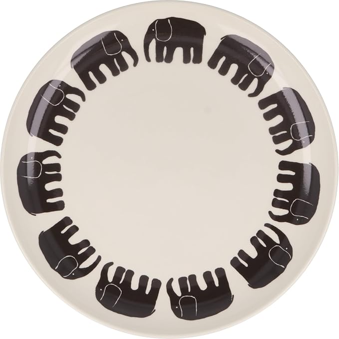 Finlayson FIN140-95 Elephanty Pattern Large Plate Pasta Plate Trio 3 Pieces Gift Dinnerware Set Diameter 8.5 inches (21.5 cm) Miscellaneous Goods Scandinavian Tableware Women's Present