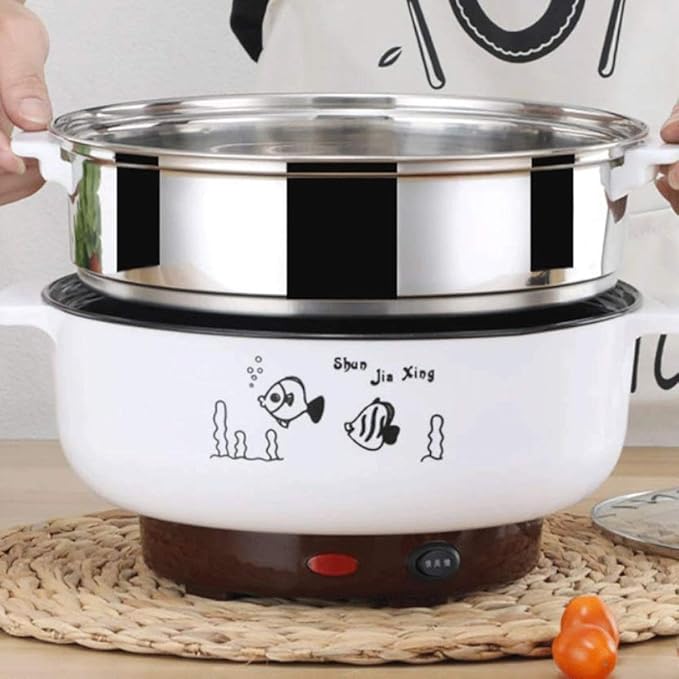 Cooking Pot Non-Stick Anti-Scratch Pan Electric Cooker-Multifunction Electric Cooker Skillet Wok Electric Hot Pot For Cook(L)