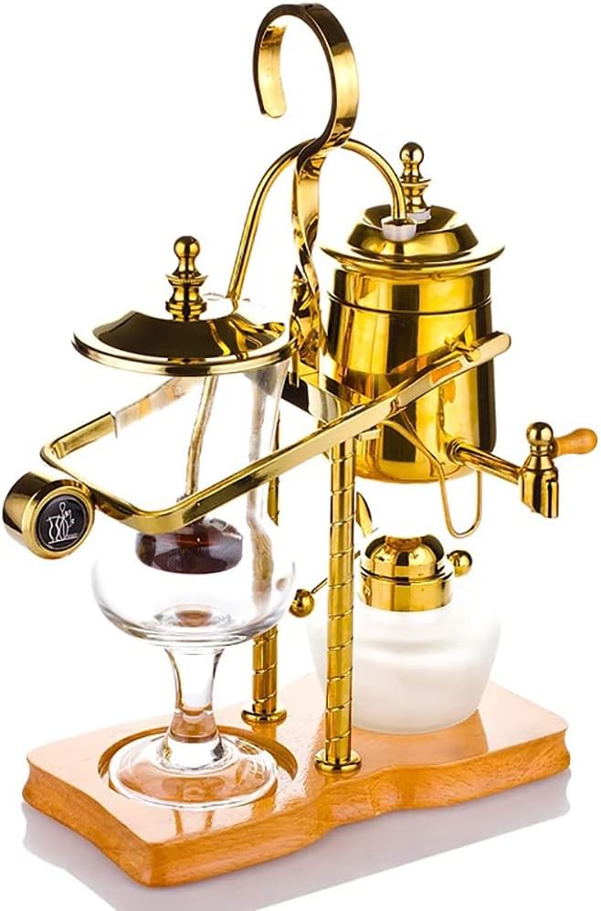 Balance Siphon Coffee MakerBelgium Coffee MakerLuxury Royal Belgium Balance Syphon Coffee Machine for Home Office Coffee Lover Cold Brew Maker (gold)