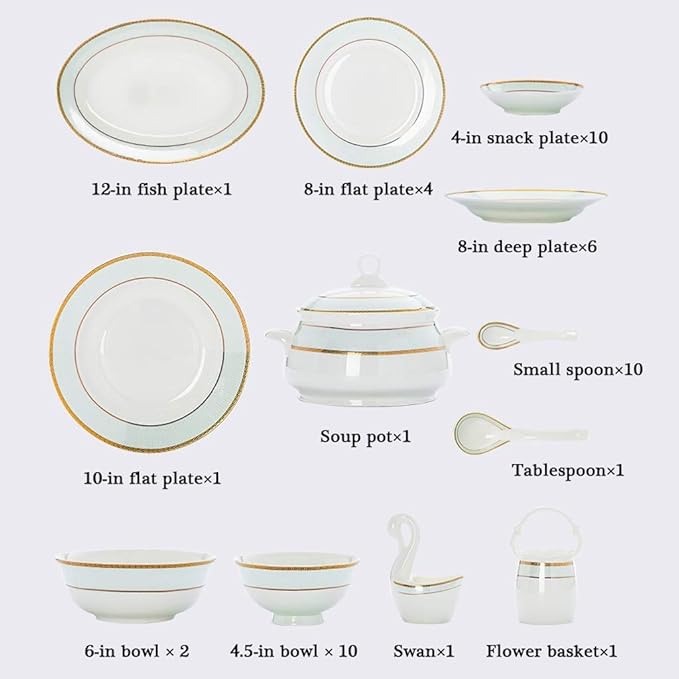 New Dinnerware SetsDinnerware Set 48 Pieces European Style High-Grade Bone China Plates And Bowls Sets - Ceramics Dinner Set For Wedding Gifts And Family Gathering