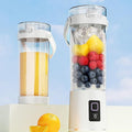 2-in-1 electric juicer cup 16 oz. Portable Electric Blender with Leak Proof Lid and Easy Sip Spout Perfect for Smoothies Cordless USB-C Rechargeable Dishwasher Safe Parts (White)