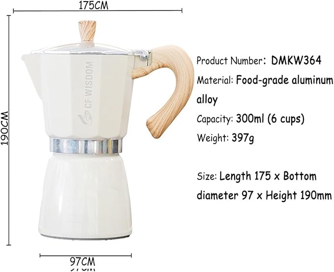 Moka Coffee Maker - Home Espresso Tool Heat Resistant Stainless Steel For Gas Stove(DMKW364)