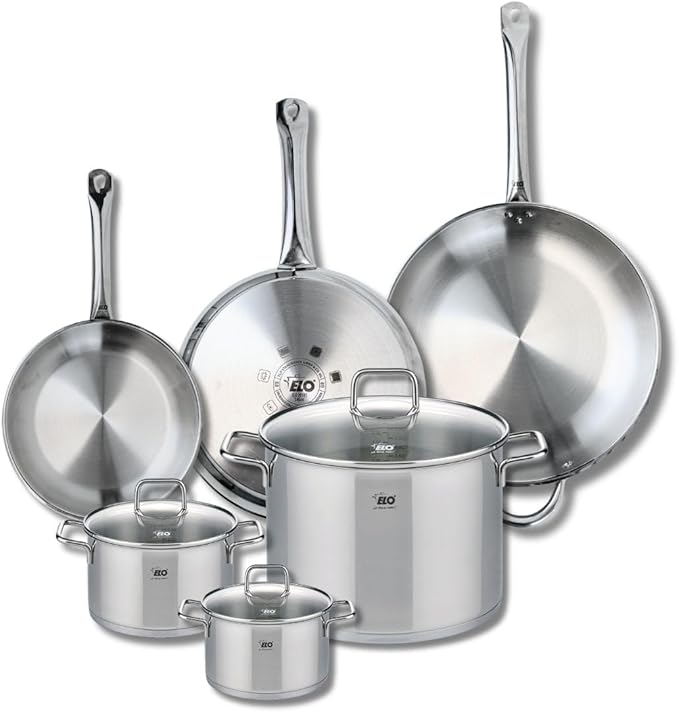 ELO 9513050 Cookware Set 6-Piece 3-Piece Cookware Set 24 28 32 cm and 3 Saucepans 14 16 and 26 cm Elo Profi Citrine Stainless Steel Induction